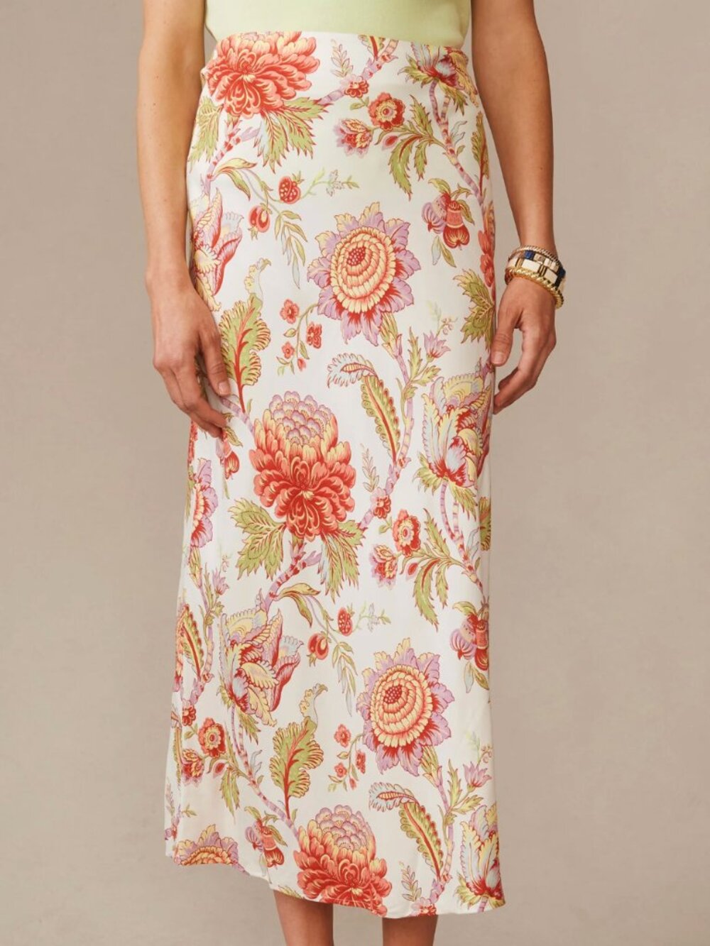 J.McLaughlin Adelyn floral midi skirt in off white cerulean garden size 2. NWT